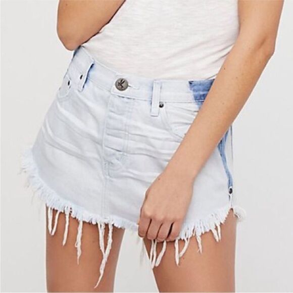 ONE X ONE TEASPOON | Free People 4040 Two Tone Blue Denim Skirt Women’s Size 29 - Picture 13 of 14